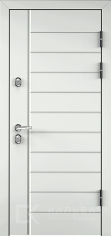 Фото «Металлическая дверь белая модерн снаружи дуб внутри с филёнкой №172»