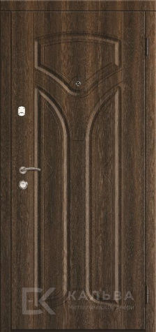 Фото «Железная дверь тёмный дуб снаружи орех внутри МДФ №169»